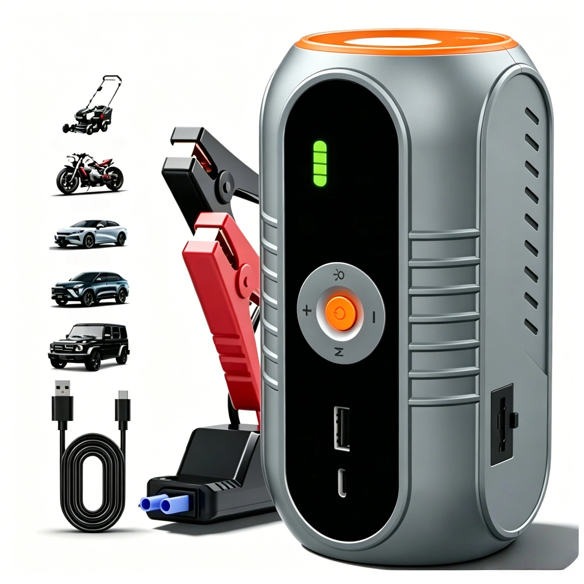 Power Banks - 車用ジャンプスターター、エアコンプレッサー付きジャンプスターター、150PSIエアポンプ、多機能タイヤインフレーター、パワーバンク、車用照明