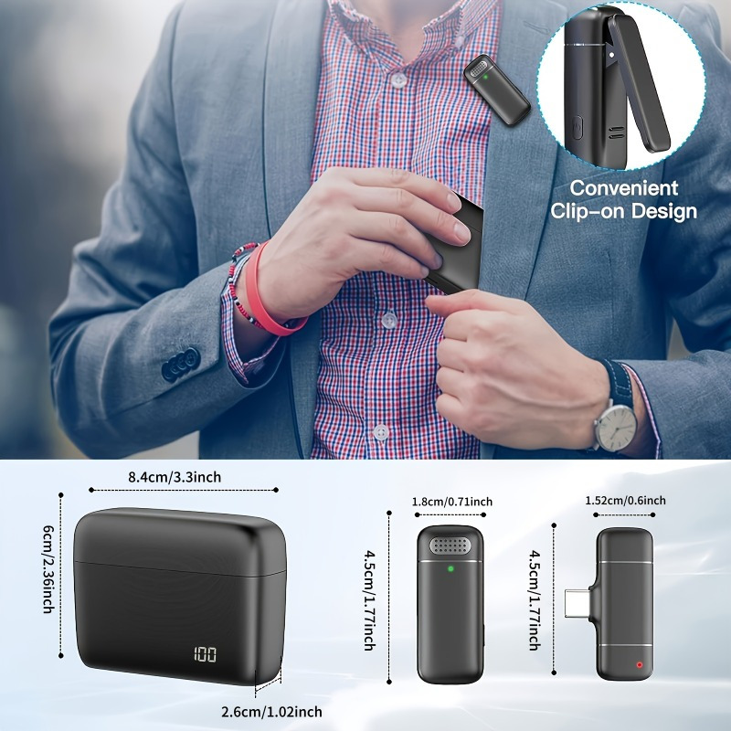 充電ケース付きワイヤレスラベリアマイク。ノイズリダクション機 - Phone Cases のレビューと価格